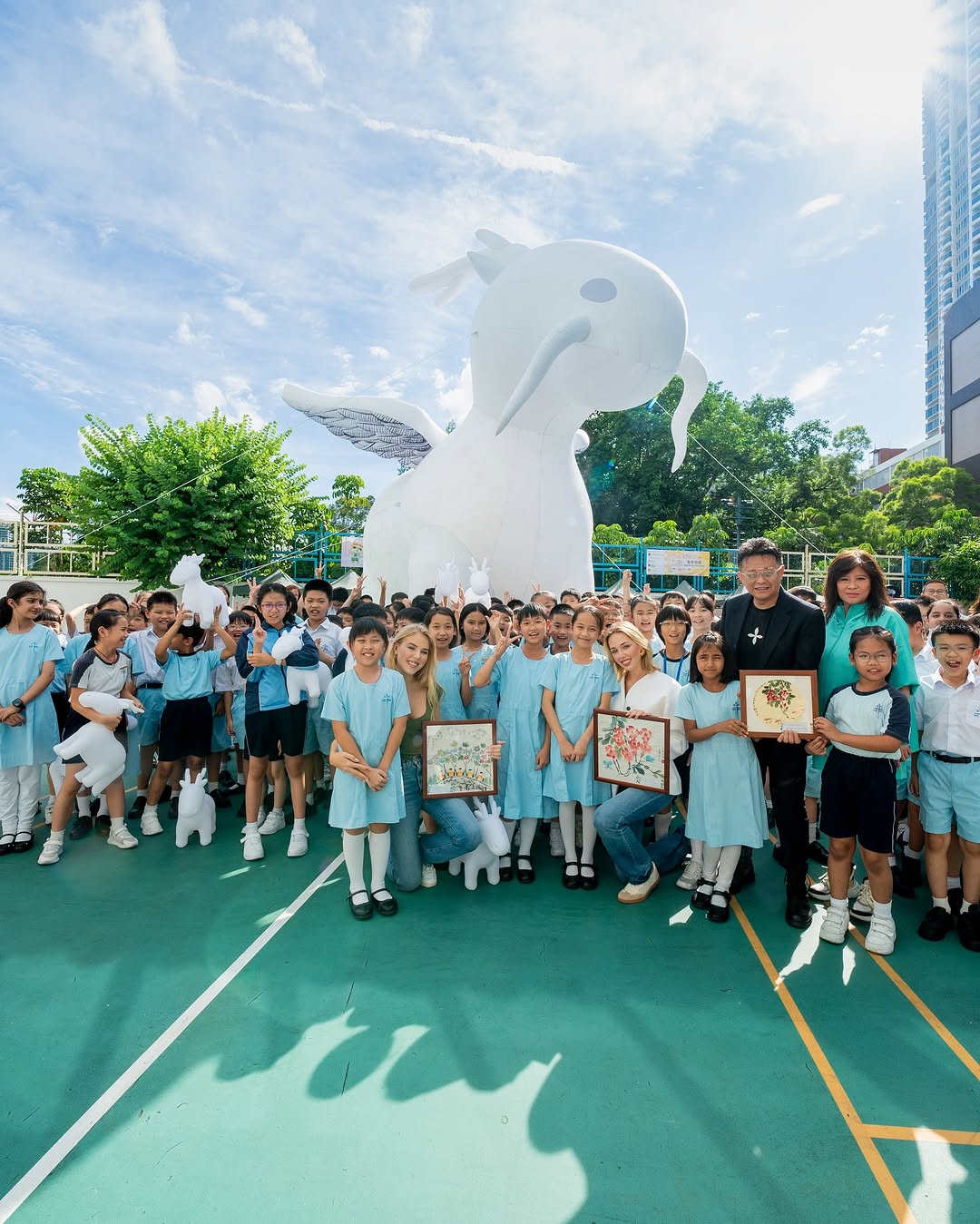 Carolina and Chiara de Bourbon visit to SKH Holy Carpenter Primary School in Hong Kong